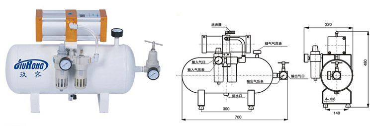 小2倍空氣增壓閥產(chǎn)品外形尺寸說(shuō)明
